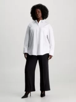 Calvin Klein Chemise Relaxed Grande Taille En Satin -Pas Cher Calvin Klein Magasin K20K205659 YAF alternate3