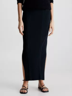 Calvin Klein Jupe Longue Slim Côtelée 3 Calvin Klein Jupe Longue Slim Côtelée