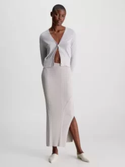 Calvin Klein Jupe Longue Slim Côtelée 10 Calvin Klein Jupe Longue Slim Côtelée -Pas Cher Calvin Klein Magasin K20K205718 PE9 alternate3