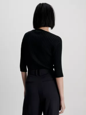 Calvin Klein Haut Slim 1/2 Manches Côtelé 4 Calvin Klein Haut Slim 1/2 Manches Côtelé – Image 2