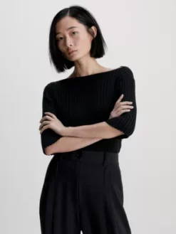 Calvin Klein Haut Slim 1/2 Manches Côtelé