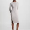 Calvin Klein Robe Slim Côtelée Ouverte Dans Le Dos -Pas Cher Calvin Klein Magasin K20K205753 PE9 main