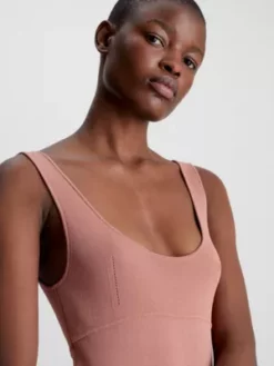 Calvin Klein Robe Moulante Slim Côtelée -Pas Cher Calvin Klein Magasin K20K205762 GN4 alternate2