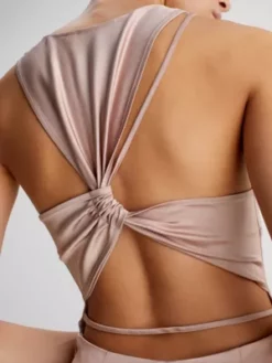 Calvin Klein Robe Longueur Midi Slim Au Design Croisé Dans Le Dos -Pas Cher Calvin Klein Magasin K20K205890 PEP alternate4