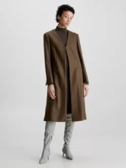 Calvin Klein Manteau Sans Col En Laine Mélangée