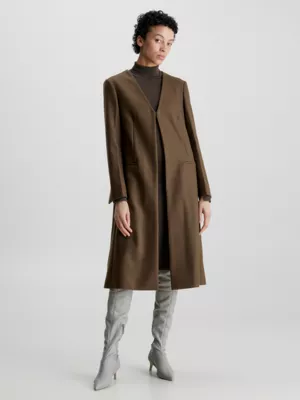 Calvin Klein Manteau Sans Col En Laine Mélangée 3 Calvin Klein Manteau Sans Col En Laine Mélangée