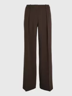 Calvin Klein Pantalon à Jambes Larges En Sergé De Laine -Pas Cher Calvin Klein Magasin K20K205965 GWY alternate5