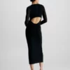 Calvin Klein Robe Longueur Midi Slim à Pans Transparents 2 Calvin Klein Robe Longueur Midi Slim à Pans Transparents -Pas Cher Calvin Klein Magasin K20K205977 BEH main