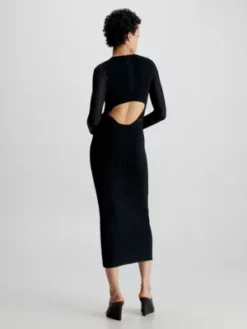 Calvin Klein Robe Longueur Midi Slim à Pans Transparents