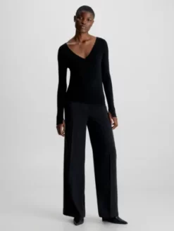 Calvin Klein Pull Slim à Col En V En Laine Mérinos -Pas Cher Calvin Klein Magasin K20K205988 BEH alternate3