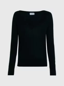 Calvin Klein Pull Slim à Col En V En Laine Mérinos -Pas Cher Calvin Klein Magasin K20K205988 BEH alternate4