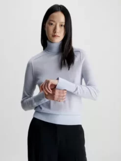 Calvin Klein Pull Slim à Col Roulé En Laine Mérinos