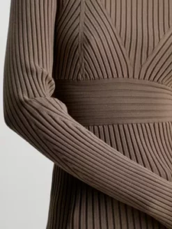 Calvin Klein Pull Slim Côtelé Ajouré -Pas Cher Calvin Klein Magasin K20K205995 PKO alternate3