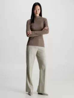 Calvin Klein Pull Slim Côtelé Ajouré -Pas Cher Calvin Klein Magasin K20K205995 PKO alternate4