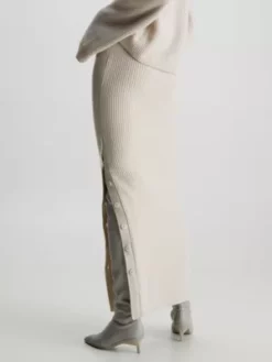 Calvin Klein Jupe Longue En Laine -Pas Cher Calvin Klein Magasin K20K206017 PES alternate2