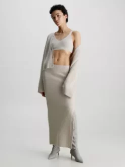 Calvin Klein Jupe Longue En Laine -Pas Cher Calvin Klein Magasin K20K206017 PES alternate4