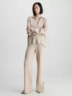 Calvin Klein Pantalon Ample Côtelé -Pas Cher Calvin Klein Magasin K20K206023 PBP alternate4