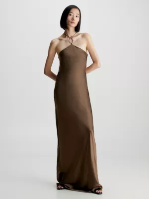 Calvin Klein Robe Nuisette Longue Slim En Soie 3 Calvin Klein Robe Nuisette Longue Slim En Soie