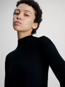 Calvin Klein Mini-robe Slim Côtelée -Pas Cher Calvin Klein Magasin K20K206119 BEH alternate3