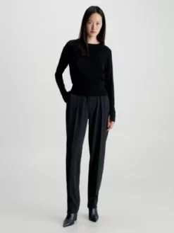 Calvin Klein Pantalon Droit Structuré En Sergé 12 Calvin Klein Pantalon Droit Structuré En Sergé -Pas Cher Calvin Klein Magasin K20K206134 BEH alternate4