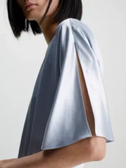 Calvin Klein Robe Longueur Midi En Satin à Manches Fendues -Pas Cher Calvin Klein Magasin K20K206177 CAY alternate3