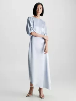 Calvin Klein Robe Longueur Midi En Satin à Manches Fendues
