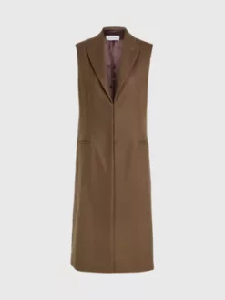 Calvin Klein Veste Sans Manches Longue Cintrée En Laine -Pas Cher Calvin Klein Magasin K20K206226 GWY alternate5