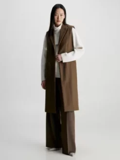 Calvin Klein Veste Sans Manches Longue Cintrée En Laine