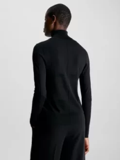 Calvin Klein Pull Slim Transparent à Col Roulé -Pas Cher Calvin Klein Magasin K20K206257 BEH alternate1