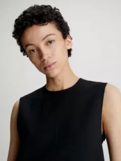 Calvin Klein Robe-chemise Relaxed Sans Manches 12 Calvin Klein Robe-chemise Relaxed Sans Manches -Pas Cher Calvin Klein Magasin K20K206261 BEH alternate4