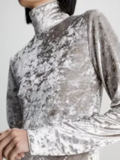 Calvin Klein Robe à Col Cheminée En Velours -Pas Cher Calvin Klein Magasin K20K207064 PA8 alternate2