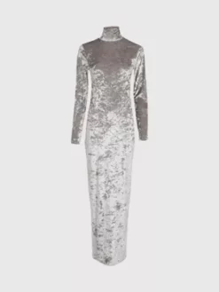 Calvin Klein Robe à Col Cheminée En Velours -Pas Cher Calvin Klein Magasin K20K207064 PA8 alternate4