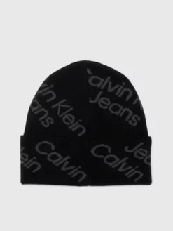 Calvin Klein Bonnet En Coton Entièrement Orné De Logos -Pas Cher Calvin Klein Magasin K50K511162 BDS alternate1
