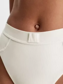 Calvin Klein Bas De Bikini Taille Haute - CK Monogram Rib -Pas Cher Calvin Klein Magasin KW0KW02150 PGA alternate3