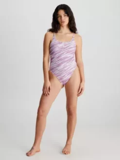 Calvin Klein Maillot De Bain Décolleté Dans Le Dos - CK Print -Pas Cher Calvin Klein Magasin KW0KW02158 0KB alternate4