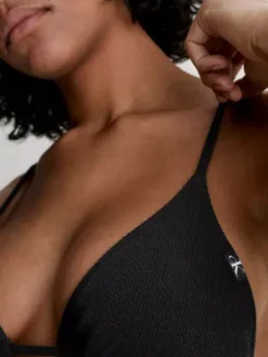 Calvin Klein Haut De Bikini Triangle - CK Texture -Pas Cher Calvin Klein Magasin KW0KW02160 BEH alternate3