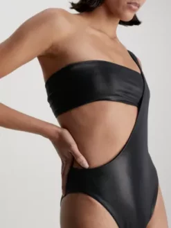 Calvin Klein Maillot De Bain Avec Bretelle Asymétrique - Neo Archive -Pas Cher Calvin Klein Magasin KW0KW02183 BEH alternate3