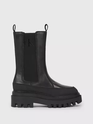 Calvin Klein Bottines Chelsea En Cuir Avec Semelle Compensée -Pas Cher Calvin Klein Magasin YW0YW01111 0GT main